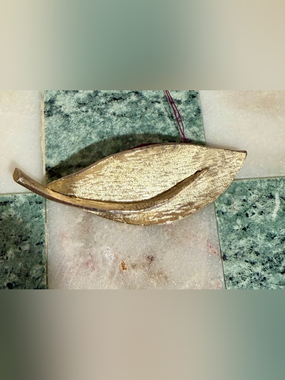 Vintage Brushed Gold Metallic Leaf Brooch